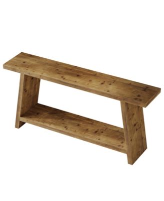 70.9" Solid Wood Console Table, Narrow Long Sofa Table with 2-Tier Storage, Farmhouse Entryway Table
