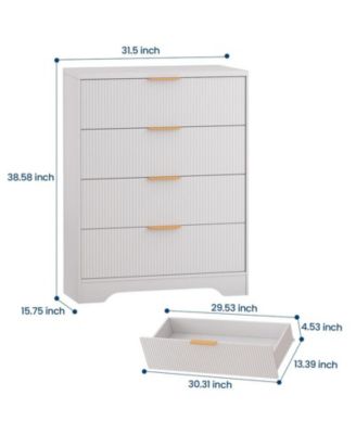 Fluted Dresser for Bedroom with 4 Drawers