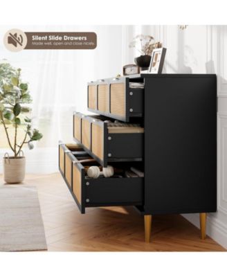 Rattan 9 Drawer Dressers for Bedroom