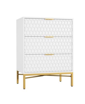 Modern 3 Drawer Dresser, Nightstand with Wide Top, Chest of Drawers