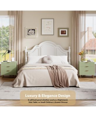 Fluted 3 Drawer Storage Dresser, Tall Modern Chest with Ample Deep Drawers and Wide Top