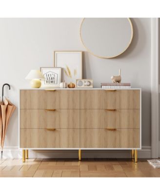 6 Drawer Dresser for Bedroom, Large Dresser Chest of Drawers, Modern Wood Storage Dresser Organizer