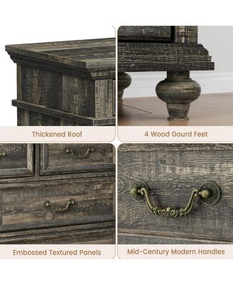 47-Inch Wide Farmhouse 9-Drawer Wood Bedroom Dresser with Rustic Design and Metal Handles