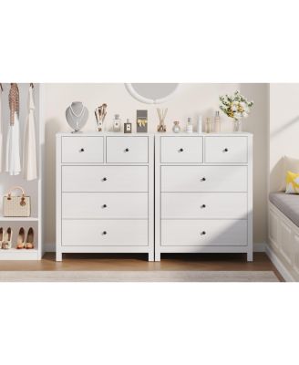 5 Drawer Dresser for Bedroom, Modern Tall Dresser Organizer with Storage Drawers