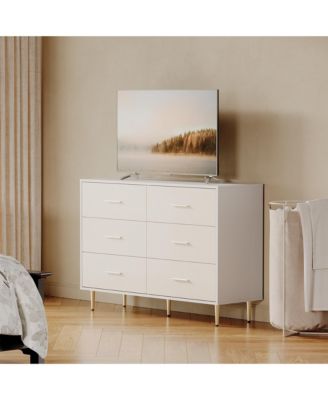 6 Drawer Dresser, Modern White Chest of Drawers
