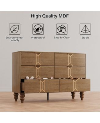 6-Drawer, 47.24" x 15.75" x 32.48", for Bedroom or Living Room Dresser