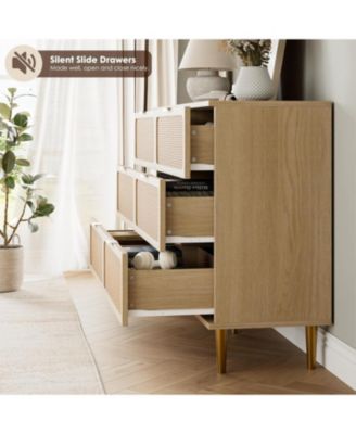 6-Drawer Bedroom Dresser, Large Double Chest with Deep Drawers, Wood Storage for Closet Living Room Hallway Kids Room