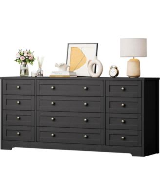 63" Solid Wood 12-Drawer Bedroom Dresser
