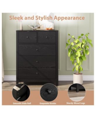 5 Drawer Dresser for Bedroom, Modern Tall Dresser Organizer with Storage Drawers