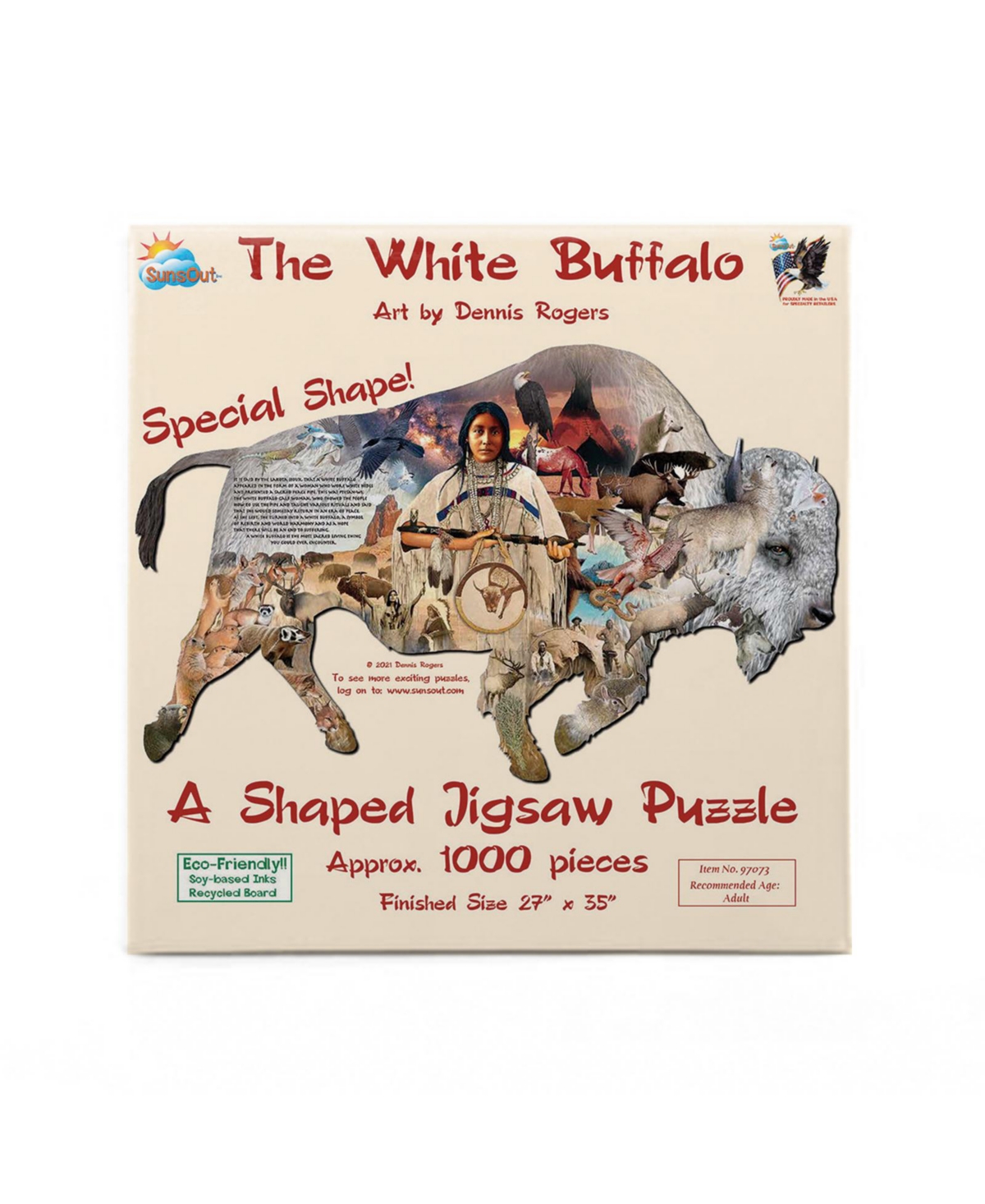SunsOut The White Buffalo 1000 piece Jigsaw Puzzle for Adults Special Shape