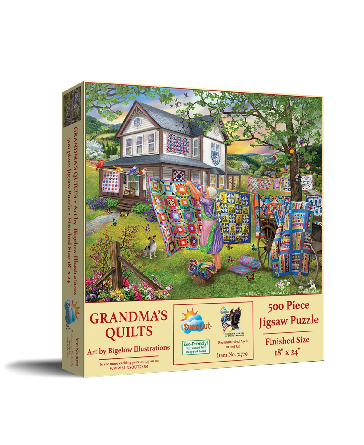 SunsOut Grandma's Quilts 500 piece Jigsaw Puzzle for Adults