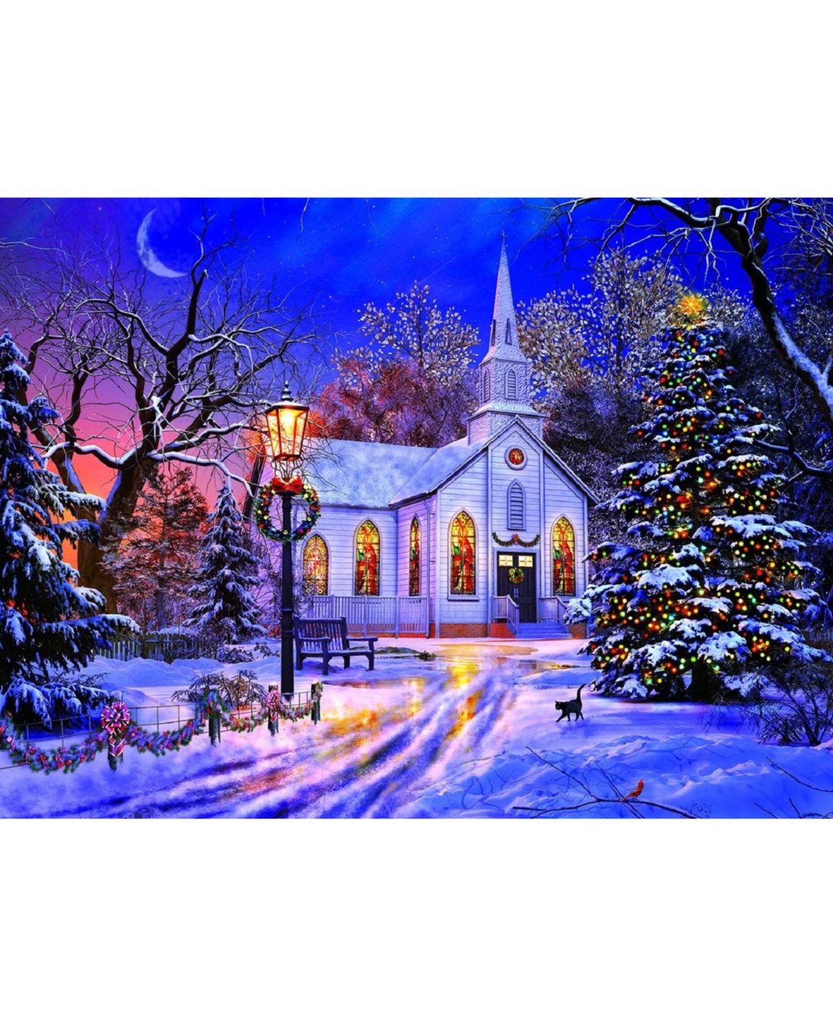 SunsOut The Old Christmas Church 1000 piece Jigsaw Puzzle for Adults Christmas
