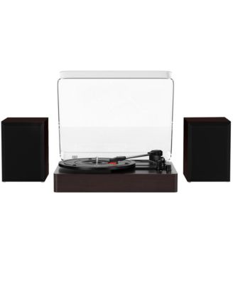 Retro Record Player System with 3-Speed Turntable, Bluetooth 5.0 & Dual Speakers