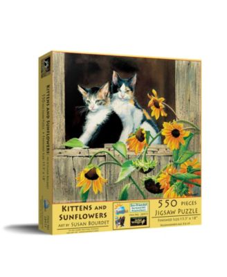 Kittens and Sunflowers 550 piece Jigsaw Puzzle for Adults