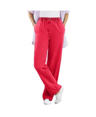 Plus Size Tall Straight-Leg All-Cotton Denim Pull-On 7-Day Elastic-Waist Jeans