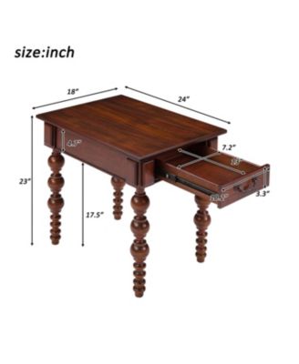 Solid Wood End Table with Drawer, Narrow Sofa Side Table