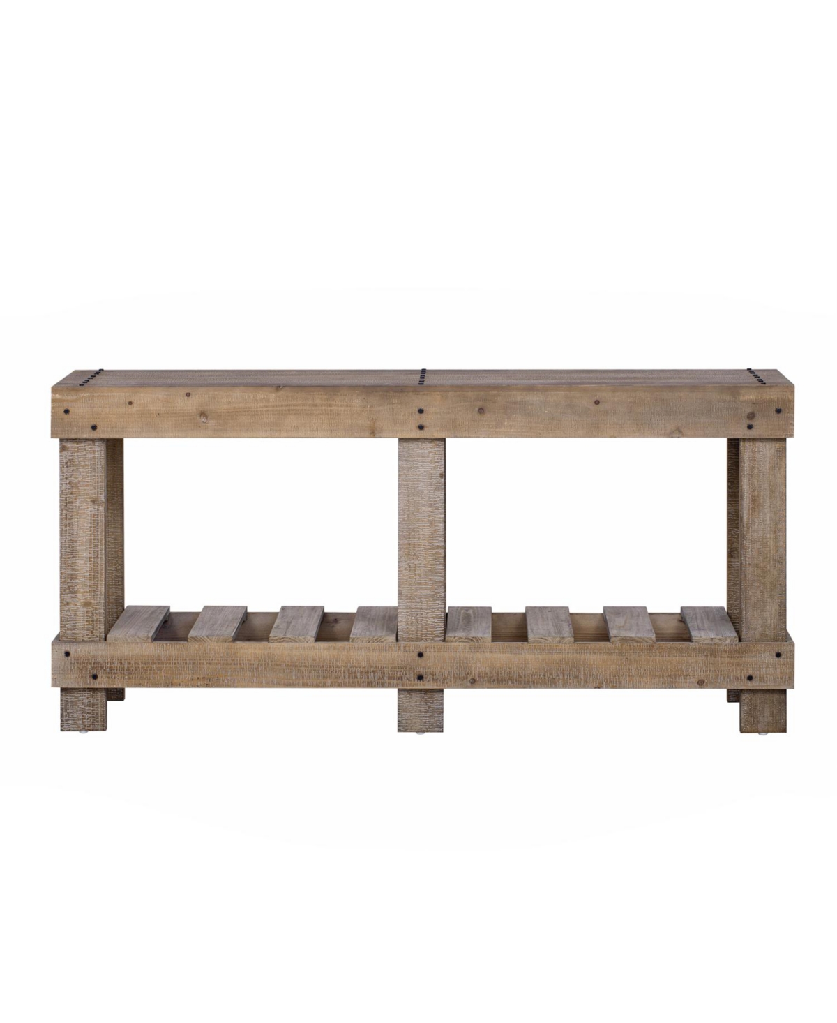 Streamdale Furniture 62.9" Fir Wood Console Table with Shelf & Metal Rivets