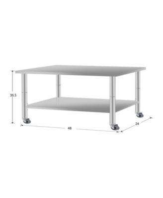 48" Stainless Steel Kitchen Prep Table w/ Wheels
