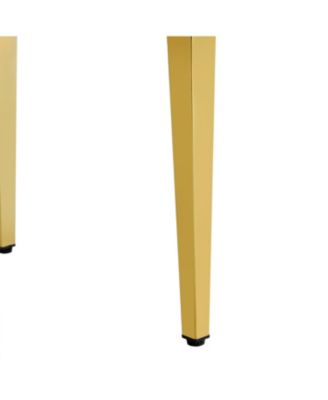 White PU Leather Chairs, Gold Legs (Set of 2)