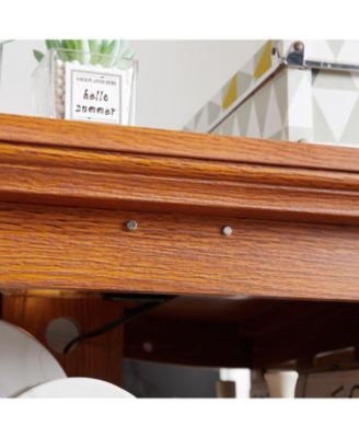 Vintage Curio Cabinet - Glass Doors, Adjustable Shelves, Dark Oak