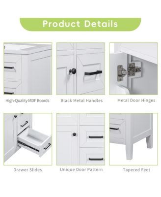 30" Bathroom Vanity, Cabinet Base Only, Bathroom Cabinet with Drawers, Solid Frame and MDF Board