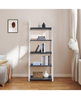 Streamdale 5-Tier Ladder Bookcase with Rubberwood Frame