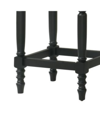 Streamdale Rustic Black Counter Stools (Set of 2) - 26 Inch, Padded Seat & Nailhead Trim