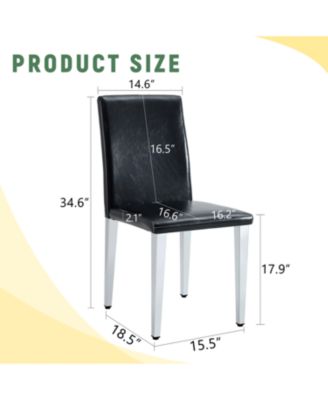 Black PU Backrest Chairs Silver Legs (Set of 2)