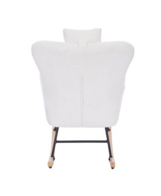 Teddy Upholstered Nursery Rocking Chair for Living Room Bedroom(WHITE Teddy)