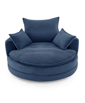 Streamdale 360 Swivel Barrel Chair with Pillows - Blue