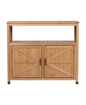 Wooden Patio Bar Table Set with Storage