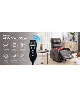 Heat Massage Rocker Swivel Recliner Chair, Brown