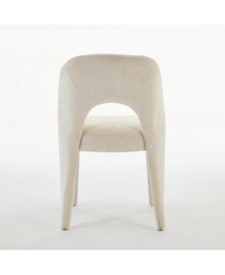 Streamdale Cream Chenille Dining Chairs, Hollow Back, Set of 2