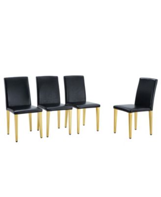 Black PU Leather Chairs with Gold Legs (Set of 4)