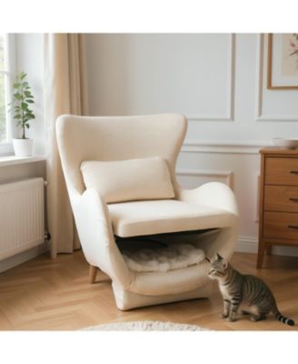 Streamdale Velvet Lounge Chair, 2-in-1 Pet Friendly Accent Chair