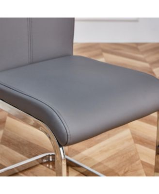 Modern Grey PU Leather Dining Chairs (Set of 2)