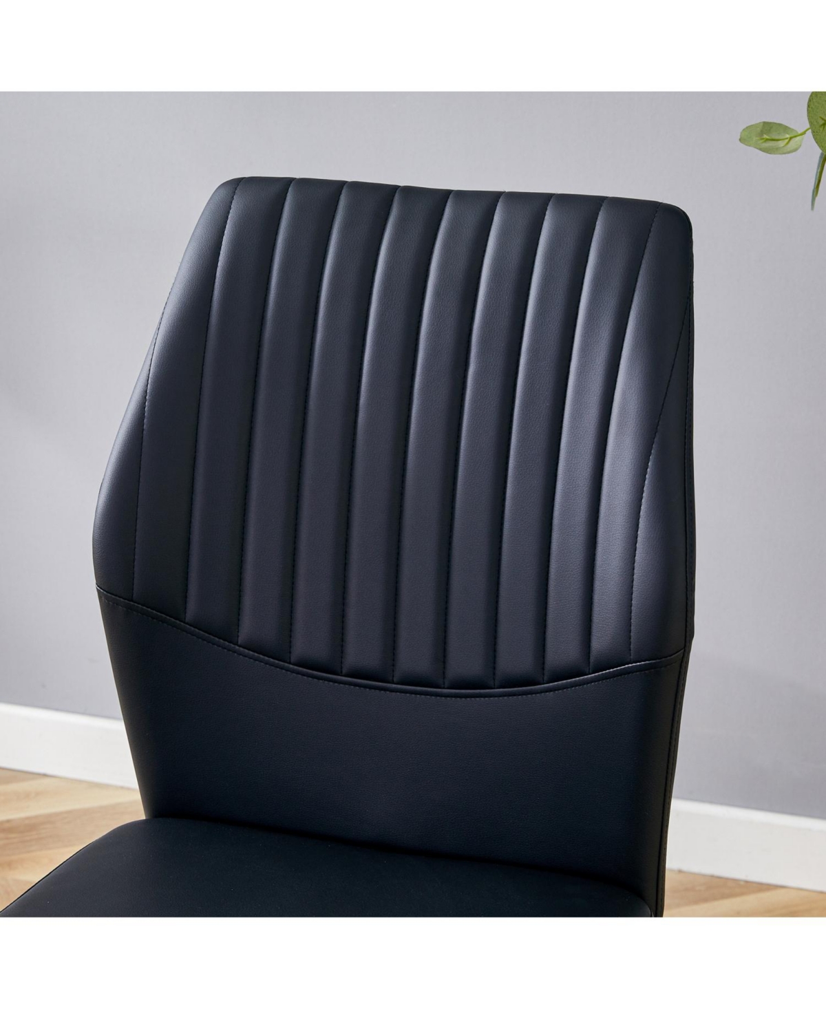 Streamdale Furniture Luxury Black Pu Dining Chairs - Silver Legs (Set of 4)