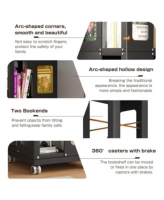 Rotating Steel Bookshelf with Wheels