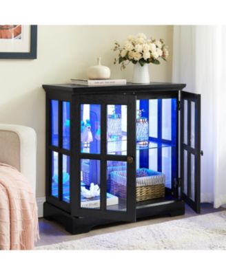 LED Curio Cabinet with Adjustable Shelves - BLK