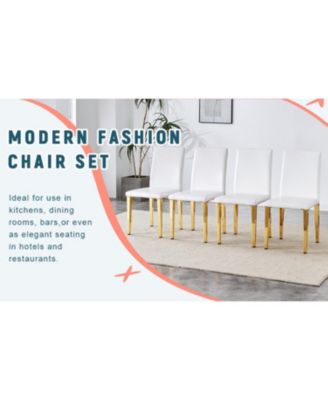 PU Leather Chairs with Gold Legs (Set of 4)
