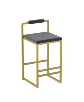 Streamdale Velvet Bar Stools Set of 2, Counter Height, Gold & Gray