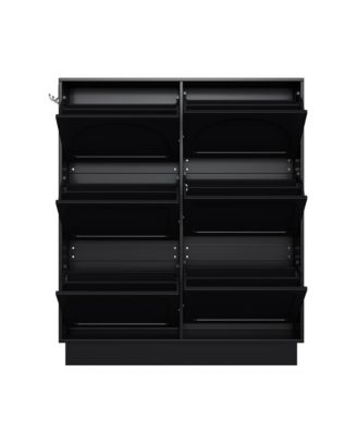  Modern Narrow Shoe Cabinet - Cream & Black