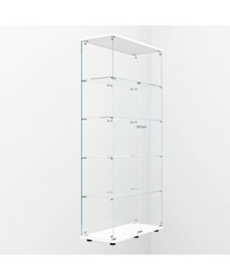 Streamdale White Tempered Glass Display Cabinet with Lights & Locks