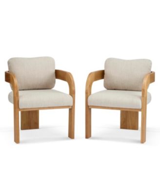Streamdale Beige Fabric Dining Chairs with Pillow Back - 2 Pack