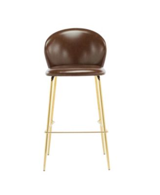 Kira Dark Brown Faux Leather Bar Stools (Set of 2)