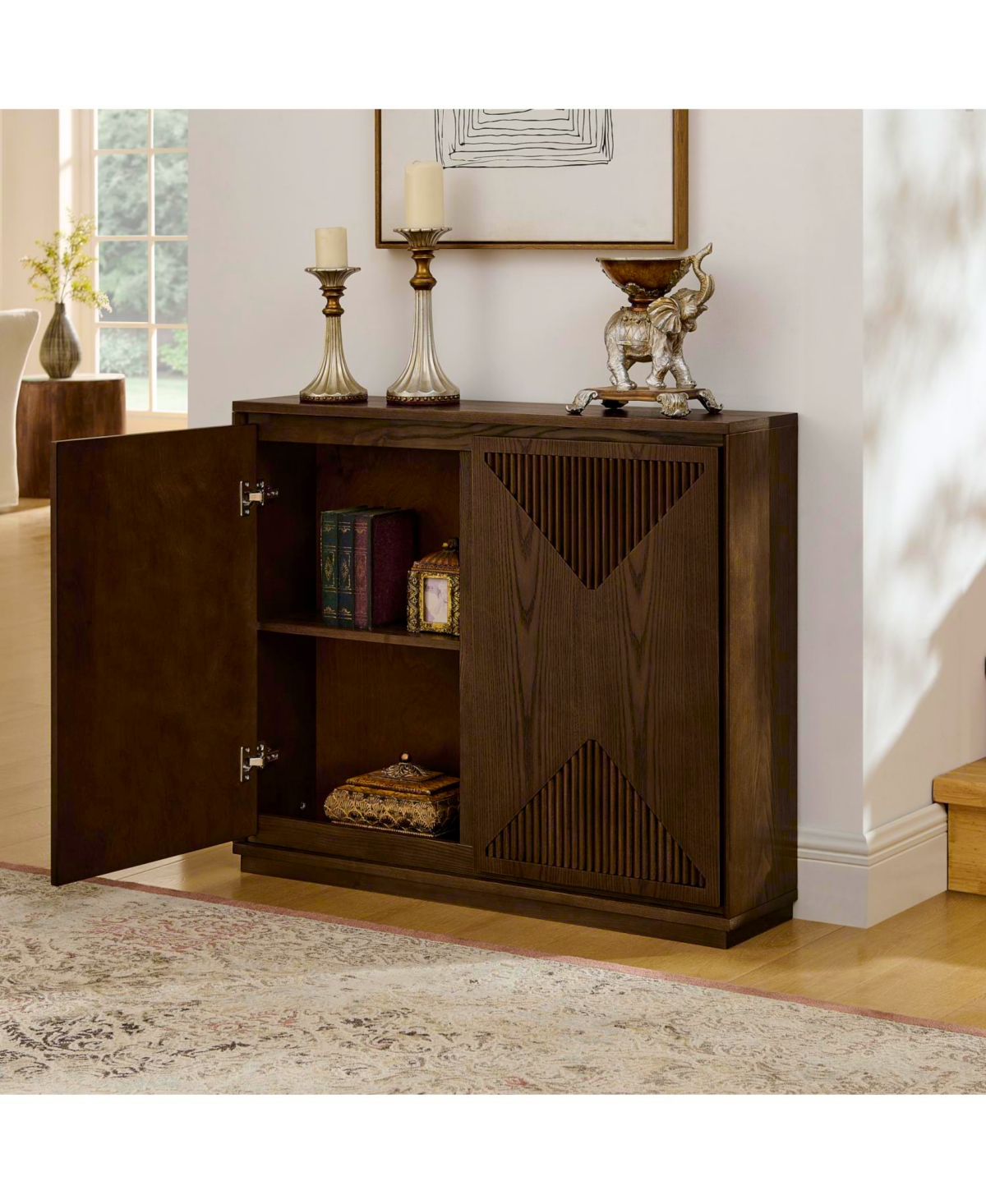 Streamdale Furniture Mid Century Modern V-Shape Storage Cabinet
