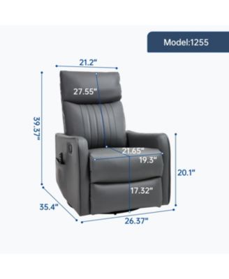 Grey Faux Leather Massage Recliner Rocker Swivel Chair