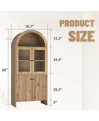 Wood Grain Tech Dome Cabinet - Snack Storage & LED Lighting
