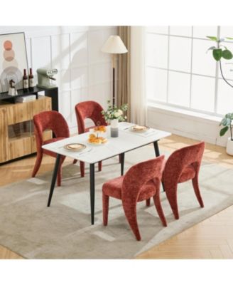 Rose Chenille Dining Chairs, Hollow Back, Set of 2