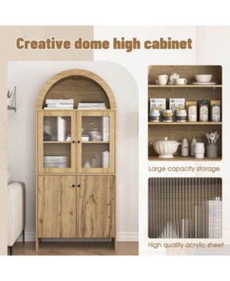 Wood Grain Tech Dome Cabinet - Snack Storage & LED Lighting